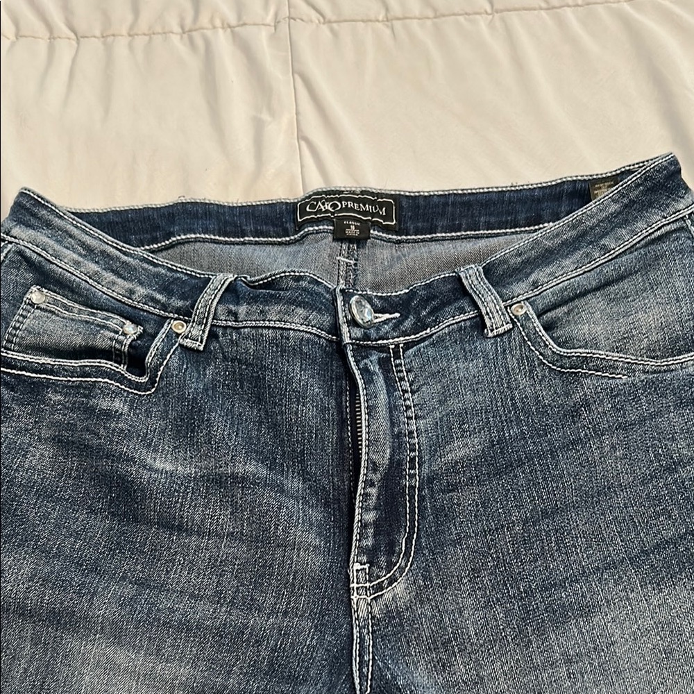 Cato Women's Boot Cut Blue Jeans with Bling - Picture 2 of 6